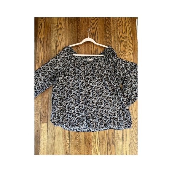 Button front off shoulder paisley loose boho beach coastal grannycore contempory - Picture 4 of 5